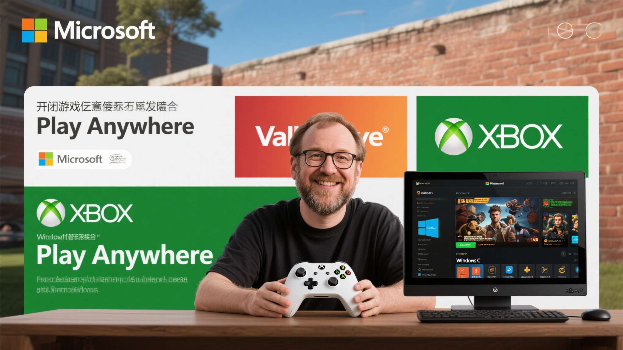 微软近年来推行的"Play&nbsp;Anywhere"政策，允许玩家在Xbox主机与Wi